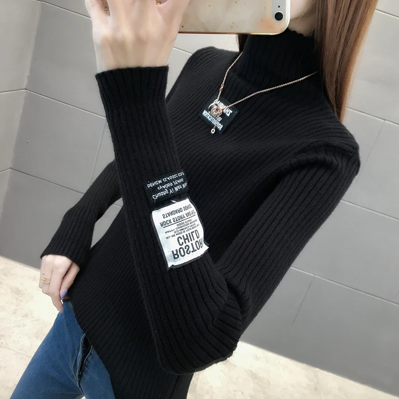 469139 real shot half high neck label elastic bottoming sweater [zone n 18 left]2019ag | Женская одежда