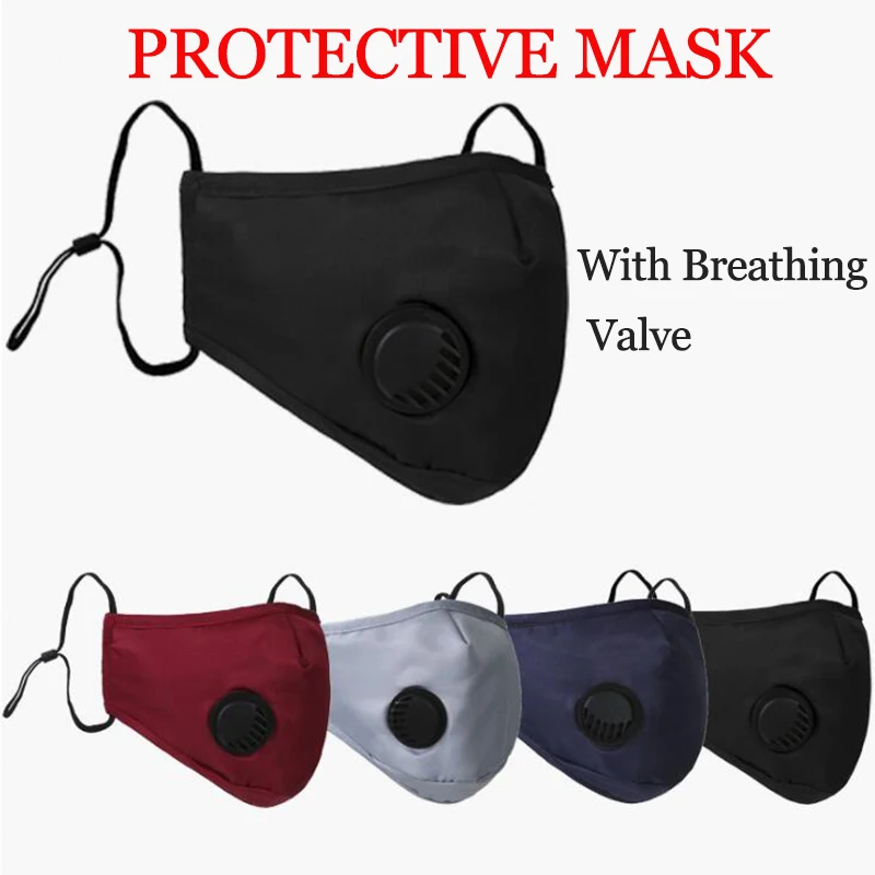 Anti Pollution PM2.5 Flter Mouth Mask Dust Respirator Washable Reusable Masks Cotton Unisex Bacteria proof Flu Face Black | Безопасность
