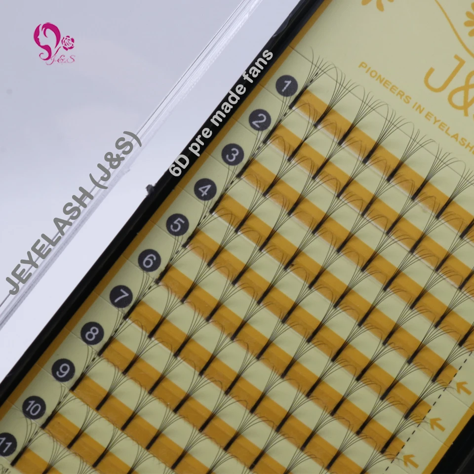 J& S LASH 0,07 мм предварительно сделанные объемные веерные ресницы с узлом, свободные термоклеящиеся накладные ресницы для наращивания