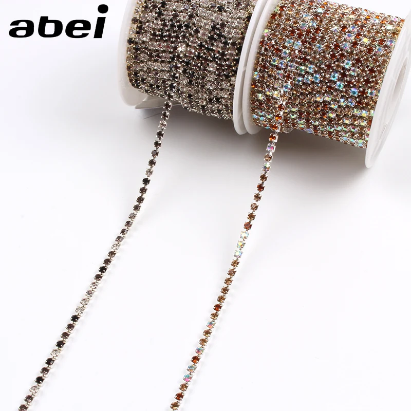 

2Yards 2mm Lace Ribbon Glass Rainstones crystal AB Claw Tape Trims Sewing DIY Jewelry Findings Handmade Wedding Party Crafts