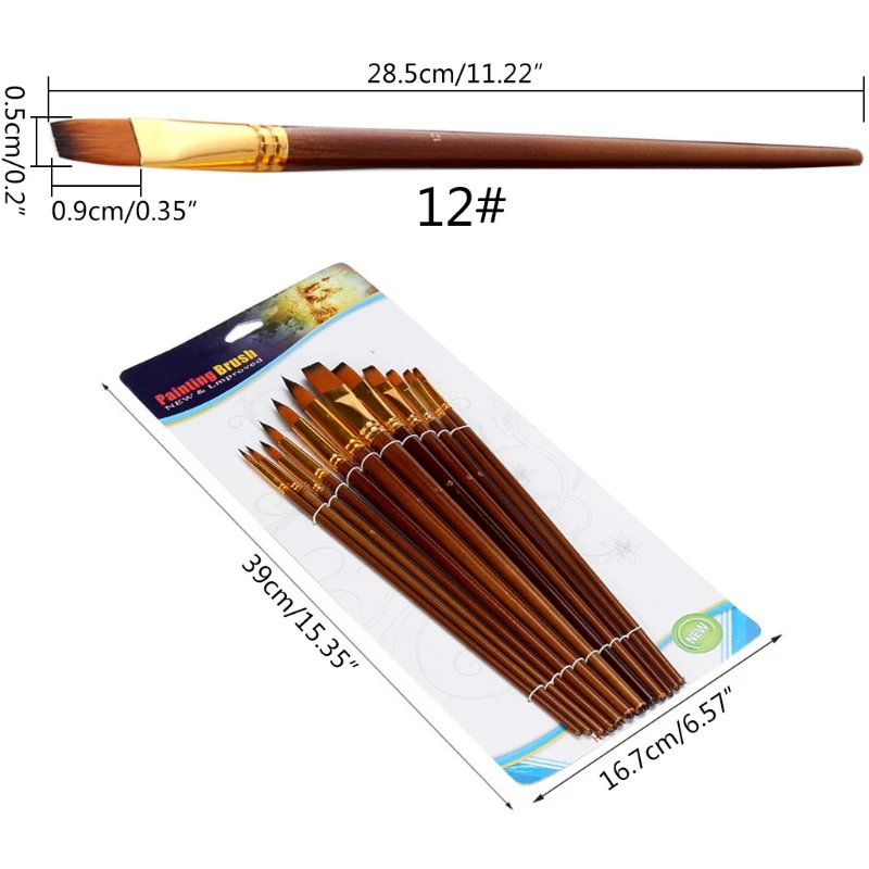 

Watercolor Oil Acrylic Artist Paint Brushes Long Rod Nylon Hair Painting Brush Wooden Handle Art Supplies