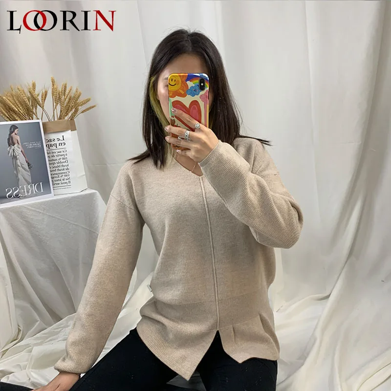 Lorin распродажа 2020 осень зима v-образный вырез Повседневная Мягкая Мода Тонкий Femme