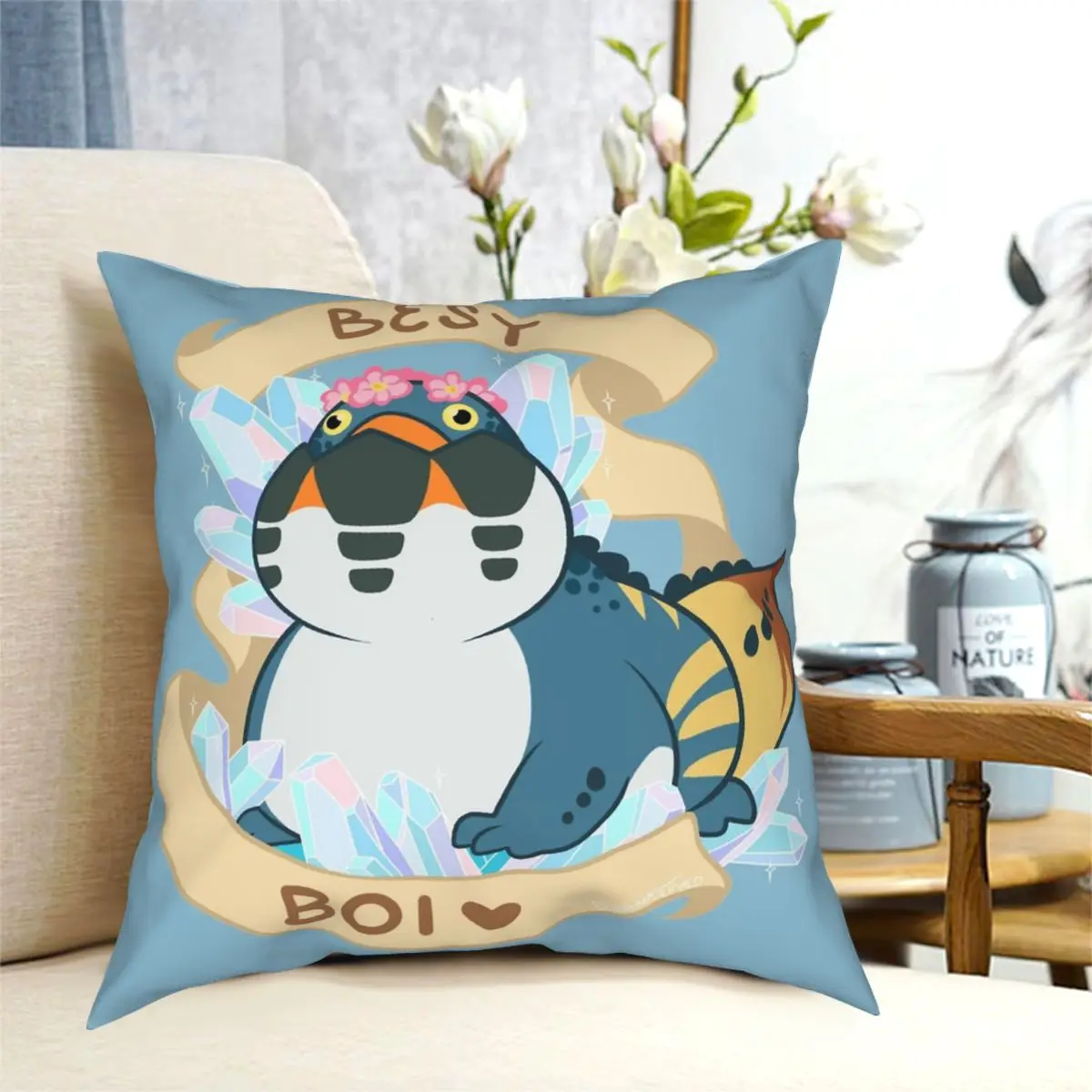 

Dodogama Best Boi Square Pillowcase Pattern Zip Decor Throw Pillow Case for Home Cushion Cover 18"
