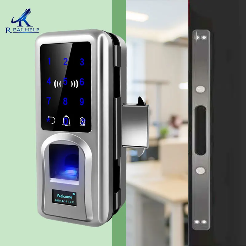 

High Security Lock Sliding Glass Door Lock Keyless with Remote Control Office Entrance Glass Long Battery Life Span