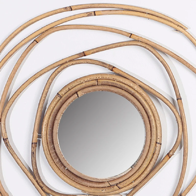 

K3NA Rattan Dressing Mirror Innovative Art Decoration Makeup Mirrors Living Room Bedroom Wall Mirror Photo Props Craft
