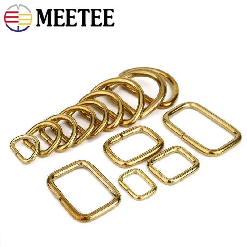 5 шт. Meetee из чистой меди металлическая прямоугольная D Кольцо латунная