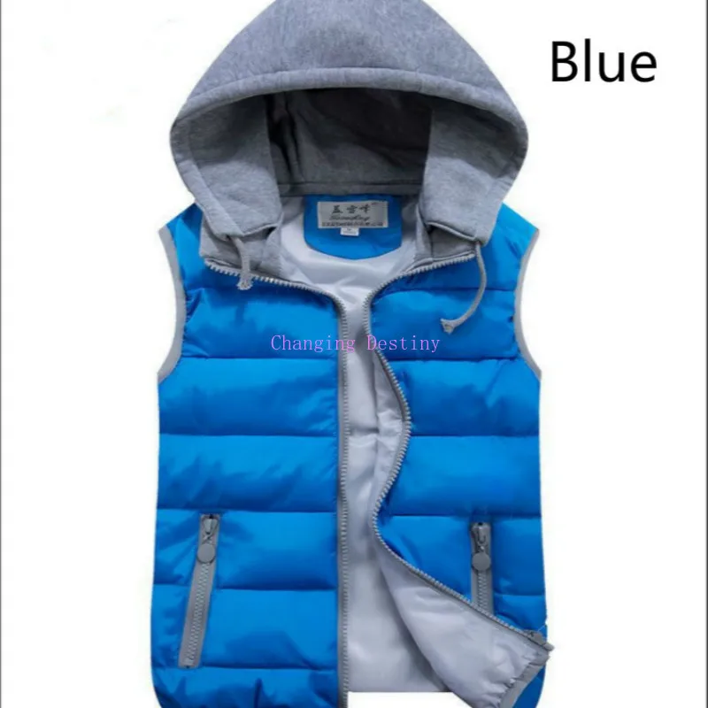 Женский утепленный жилет ярких цветов хлопковый с капюшоном и съемным без