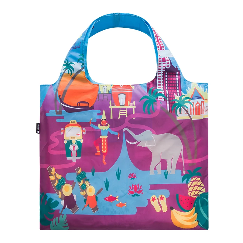 Легкая полиэфирная водонепроницаемая складная сумка для покупок портативная