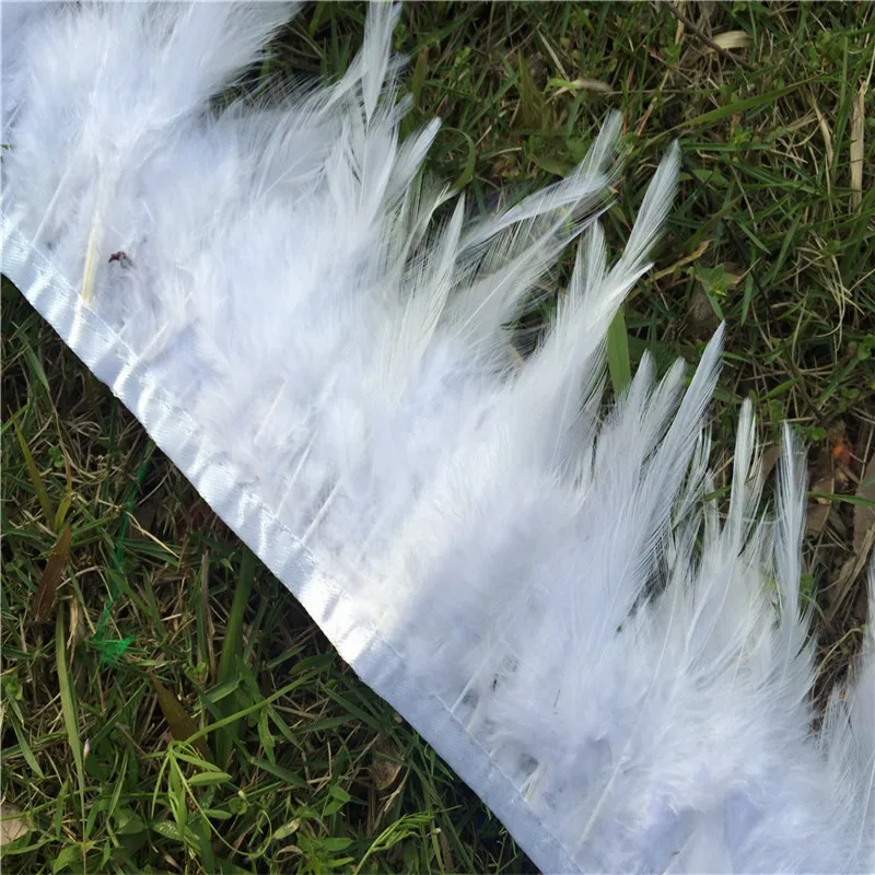 50 см/лот белый цвет Куриные перья отделка Лента с бахромой plume сантехники перьями