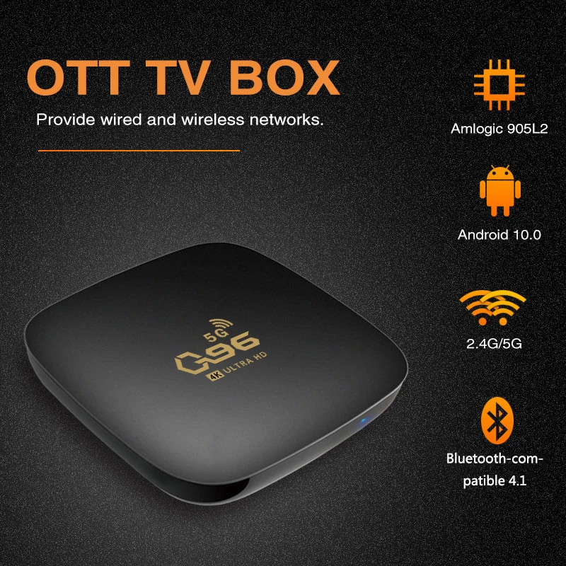 

ТВ-приставка Q96, 2,4 ГГц/5 ГГц, 2G, 16G, 4K, H.265, HDR10, 3D, медиаплеер, высокое качество, быстрая ТВ-приставка, Android 10,0
