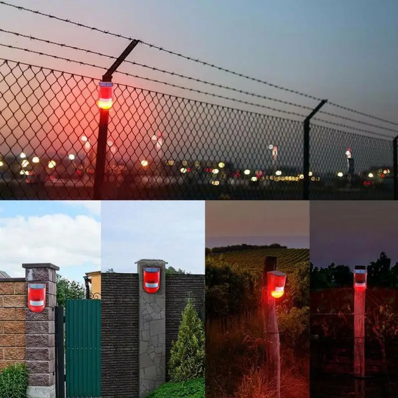 

110dB PIR Rechargeable Built In Battery Solar Light Waterproof LED Sound Alarm Red Shell LED Energy Saving