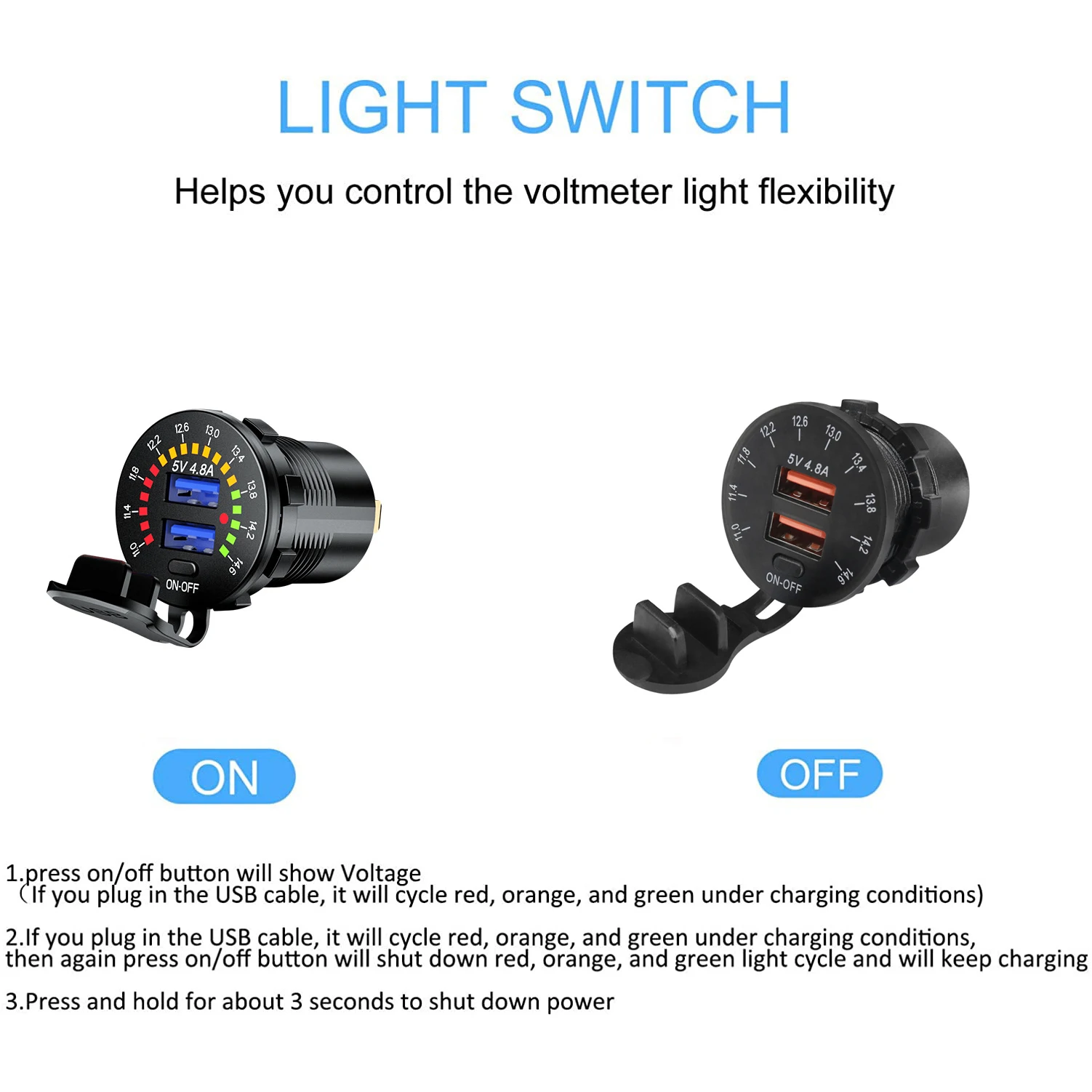 4 8a dual usb car charger socket with led voltmeter display mobile phone charger adapter for car motorcycle marine boat free global shipping