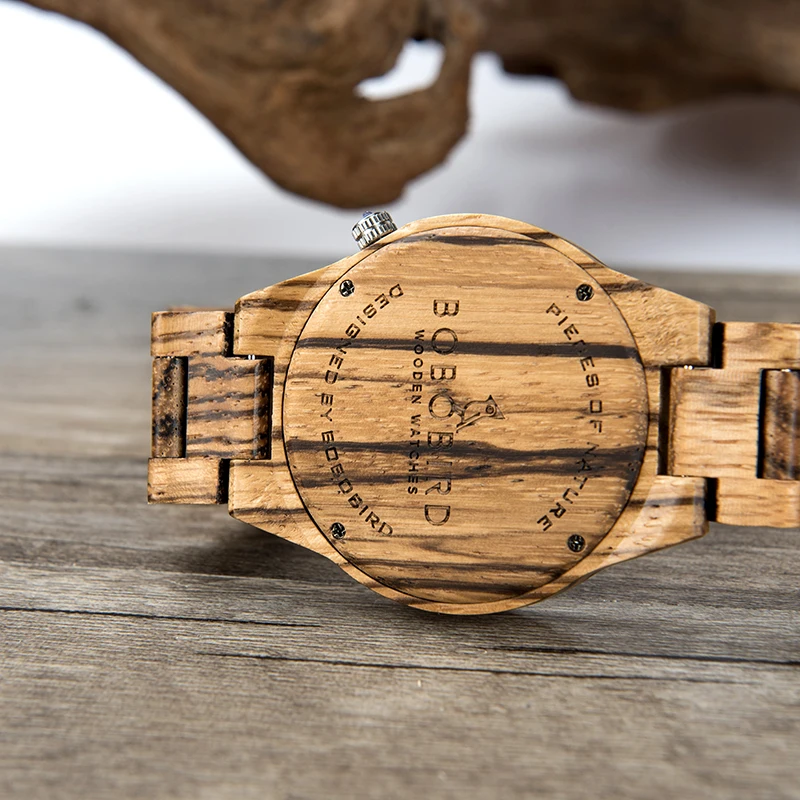 

BOBOBIRD Zebra Wood Watch Ebony Golden Helm of Awe Male Quartz Wristwatches with Gift Box zegarek meski J-T16