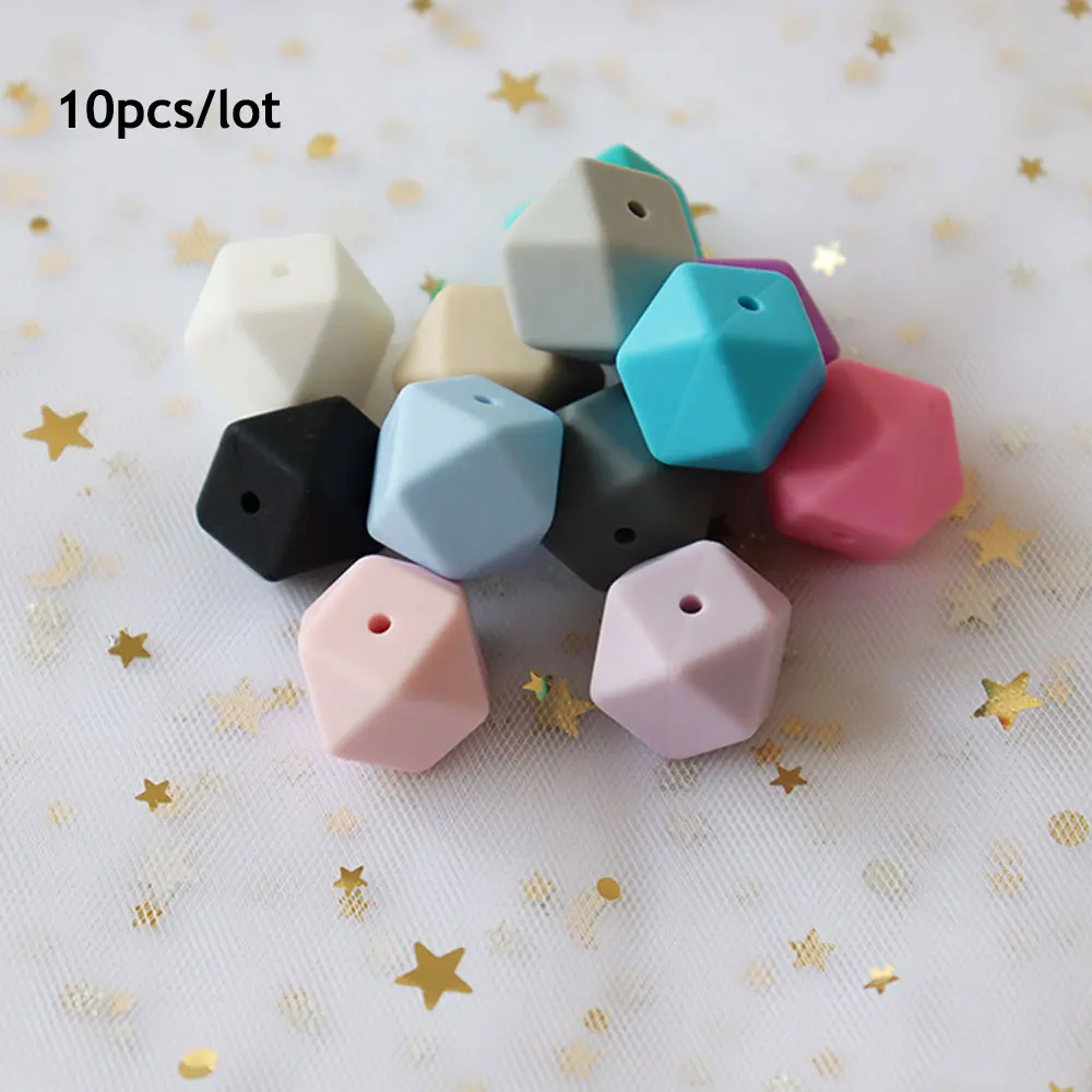 

10Pcs Hexagon Silicone Beads 17mm Baby Teething Toys Necklace Beads BPA Free Pacifier Chain Beads Mordedor Silicona Baby Product