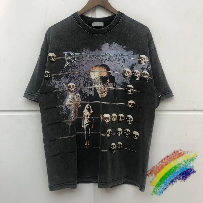 

Heavy Fabric REPRESENT T SHIRT Men Women High Quality Summer Style Nice Washed Vintage Represent Tee Detailing Tops
