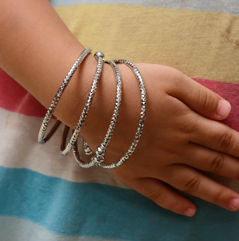 Wando 24K Ближний Восток арабское серебро детские браслеты Дубай серебряные цветные