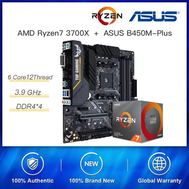 Игровая материнская плата AMD Ryzen 7 3700X R7 3 6 ГГц 8 ядер 16 потоков 65 Вт разъем AM4 с ASUS TUF