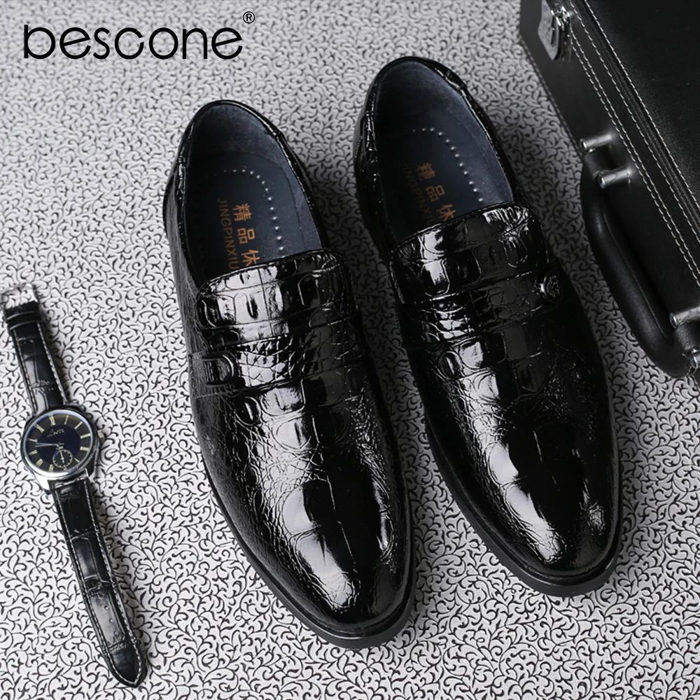 BESCONE/деловая Мужская обувь в строгом стиле с принтом из высококачественной