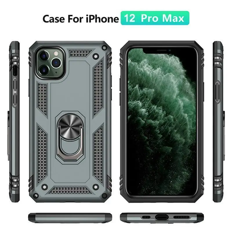 

Shockproof Armor Case For iPhone 12 11 Pro XS Max X XR Car Holder Phone Case For iPhone 7 8 6 6s Plus SE 12 Mini 2020 Cover