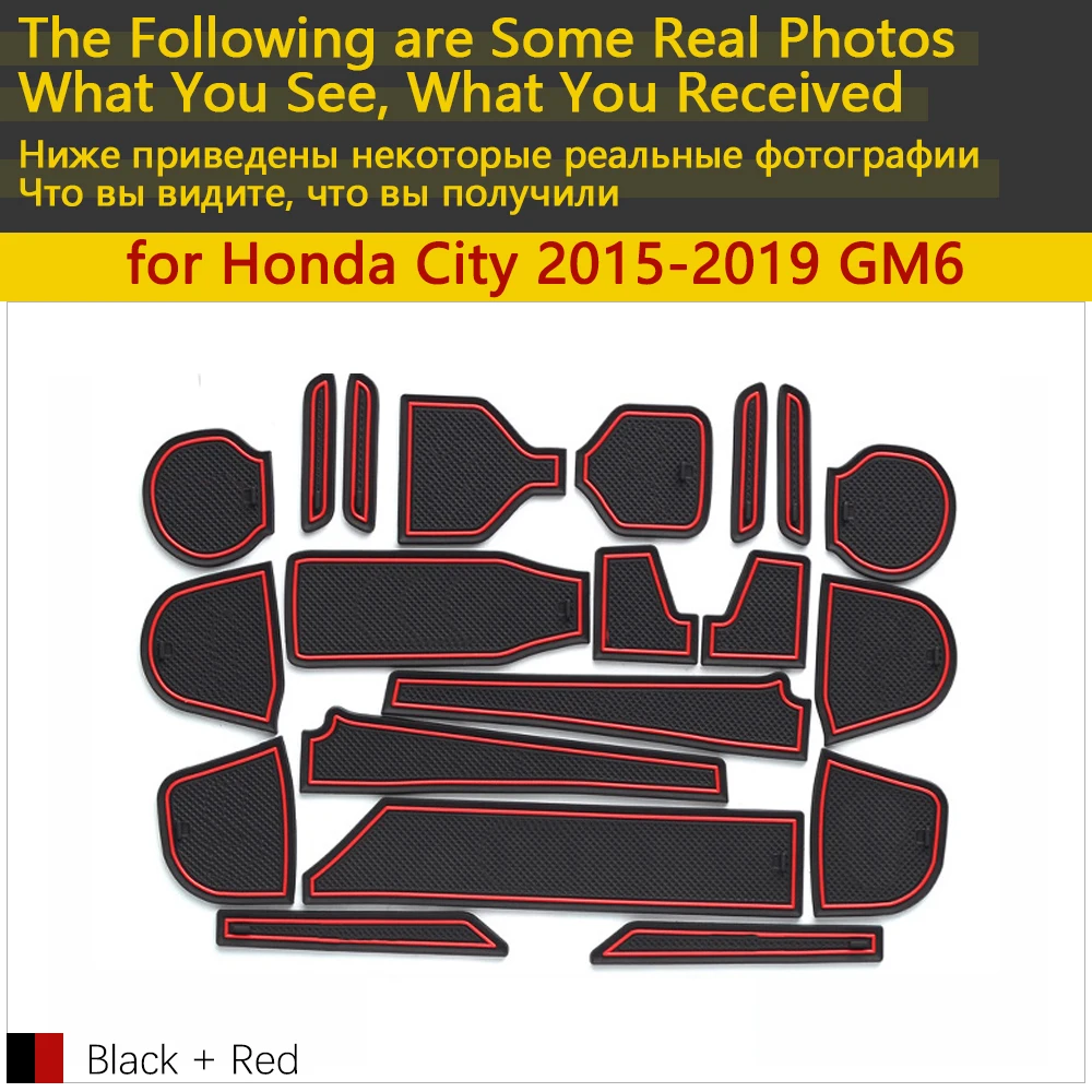 Противоскользящий резиновый коврик для чашки дверной с желобом Honda City GM6 2015 ~ 2019