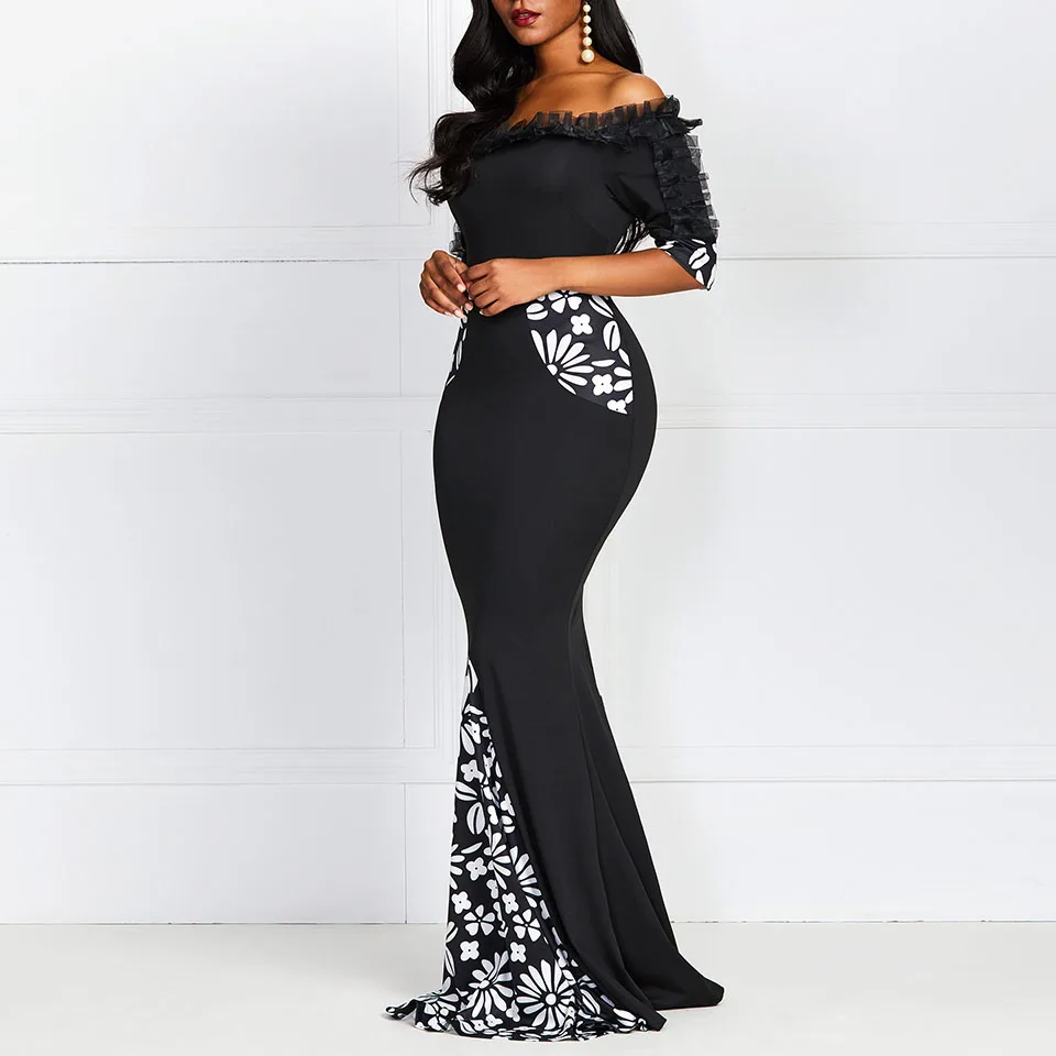 Для женщин Bodycon вечерние платье Элегантное летнее черное с открытыми плечами