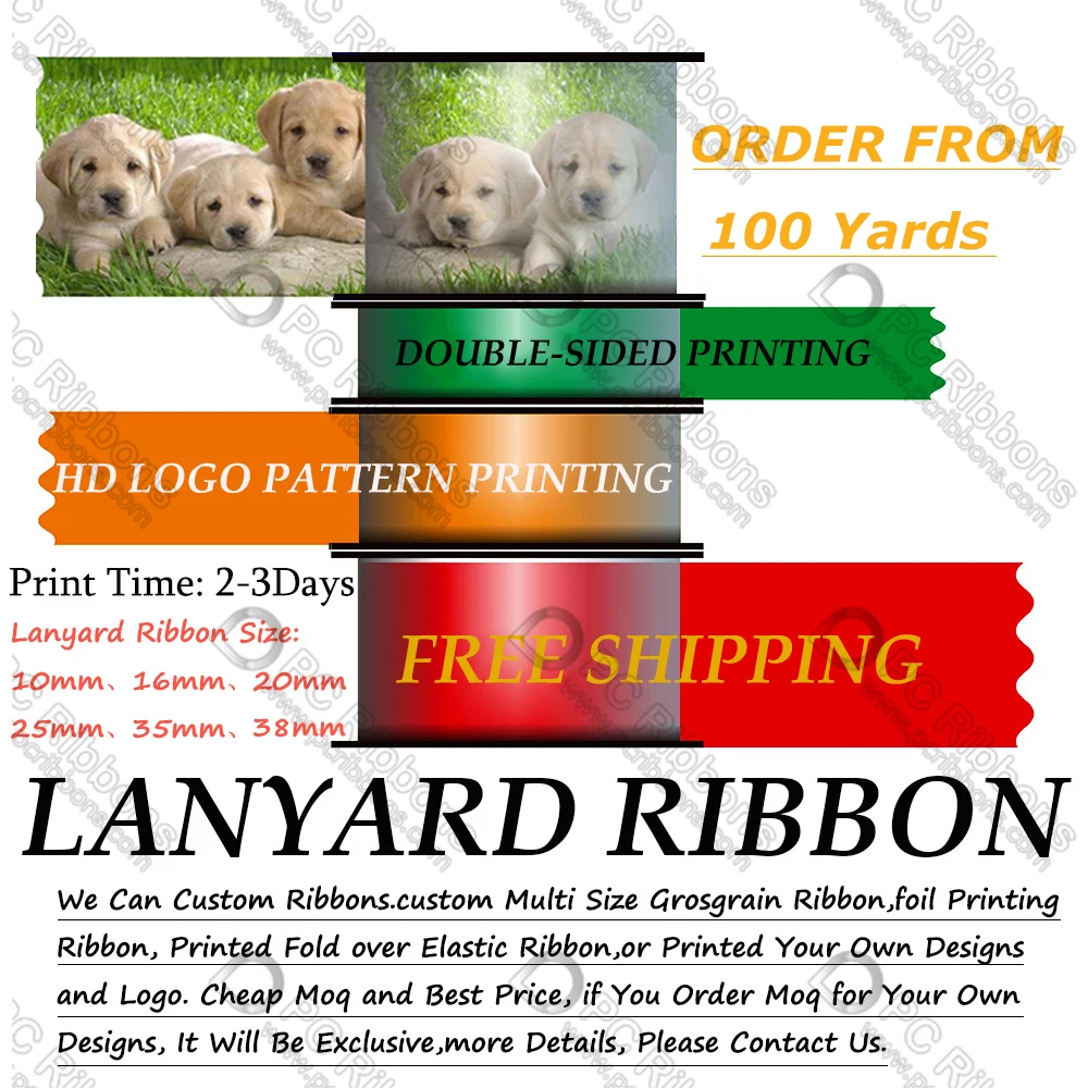 

10-38MM Design Custom LOGO Lanyard Ribbon Double Printed Sided Printing Mobile Phone Rope/ Key Lanyards Neck Strap Keychain 100Y