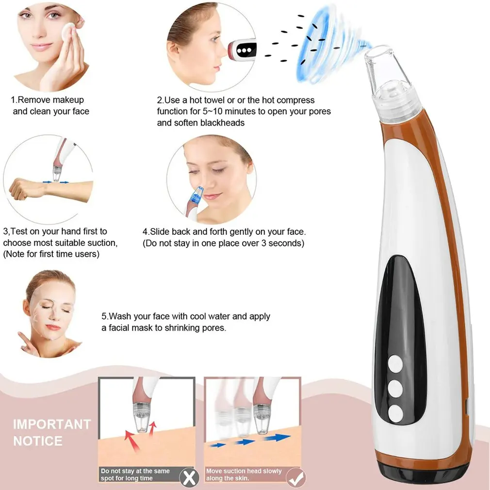 

Electric Blackhead Suction Device Electric Blackhead Acne Cleanser With Hot Compress + IPL Beauty Tool