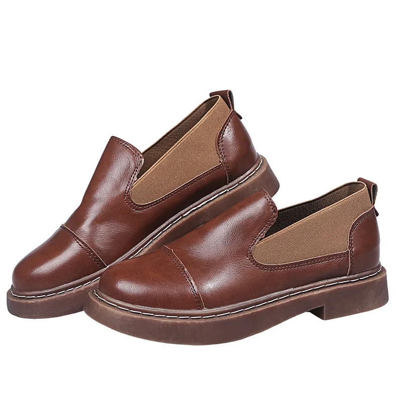 

hot New Small Leather Shoes Retro Low-heeled Single Shoes Women Fashion All-match Casual Shoes Women Tenis Feminino Zapatillas M