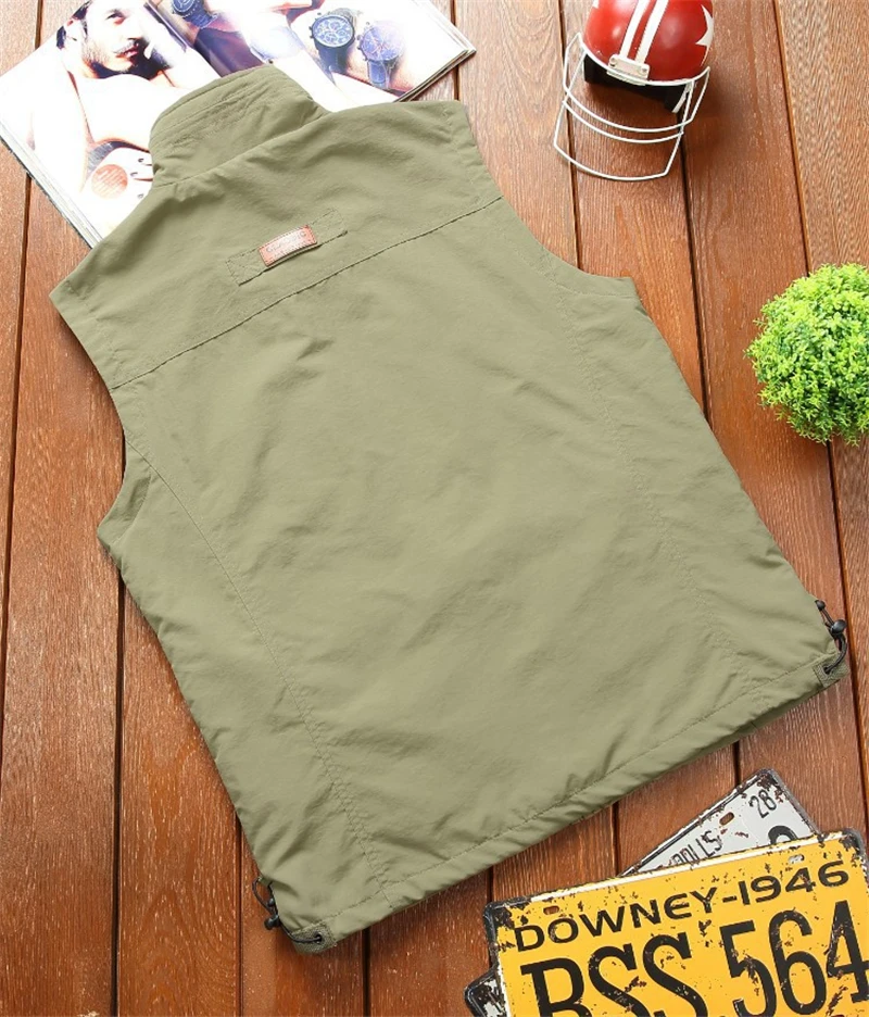 

Summer Autumn Casual Men's Vest Thin Breathable Multi Pocket Waistcoat Photographer Sleeveless Tactical Jackets Plus Size 6XL