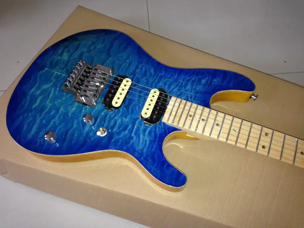 

New style blue color tiger flame top electric guitar,rosewood fingerboard guitarra,high quality pickups gitaar.real photos