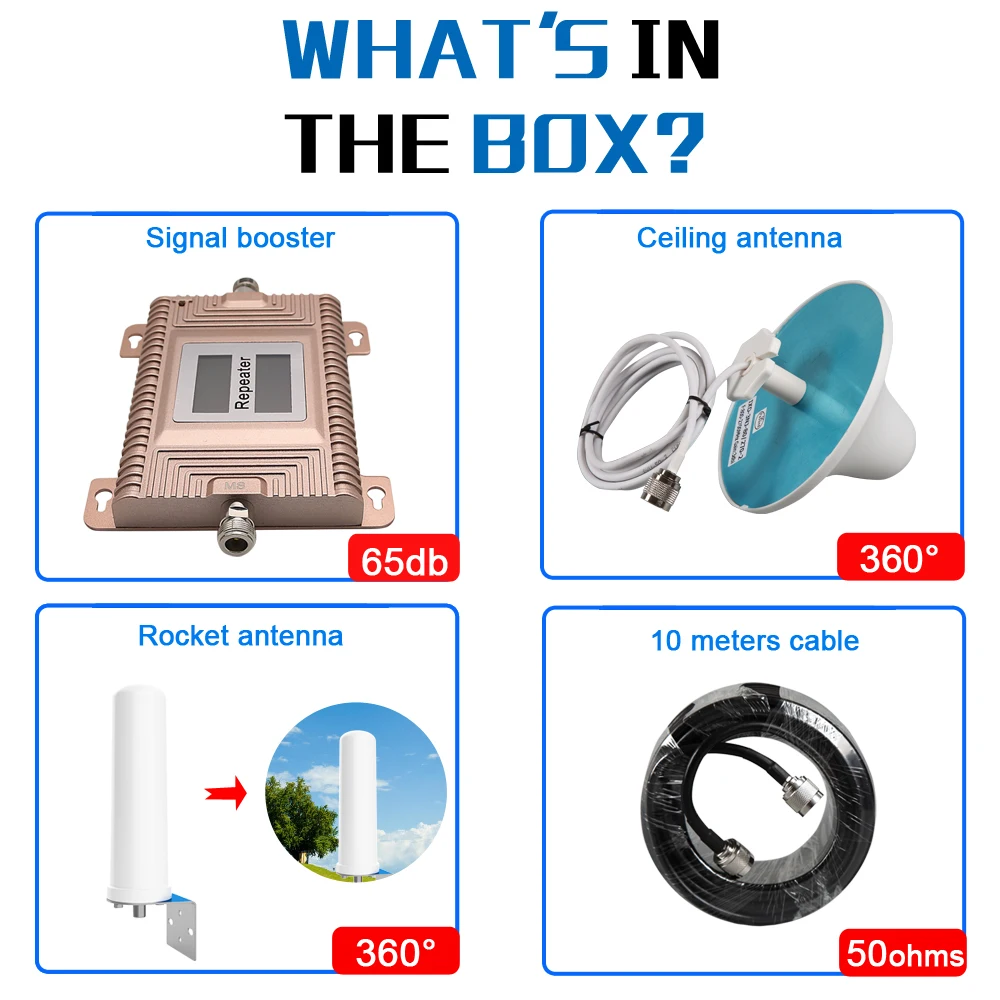 

Cell Phone Signal Booster for Home and Office Use 65dB 850/1900/1700Mhz Signal Repeater for Boosting 3G Signal Amplifier 50