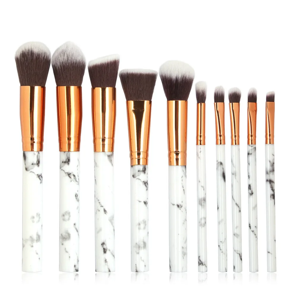 

10pcs/set Brush Set Marble Pattern Makeup Makeup Brushes Foundation Powder Cosmetics Blush Eyeshadow Make Up Brush Tools