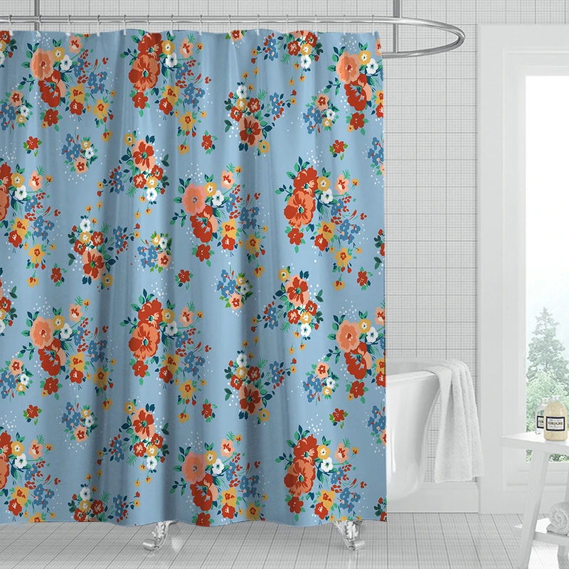 

Красные платья в цветочек для душа Шторы комплект украшенное мозаикой из драгоценных камней, 12 крючков Темно-синие Ванная комната украшени...