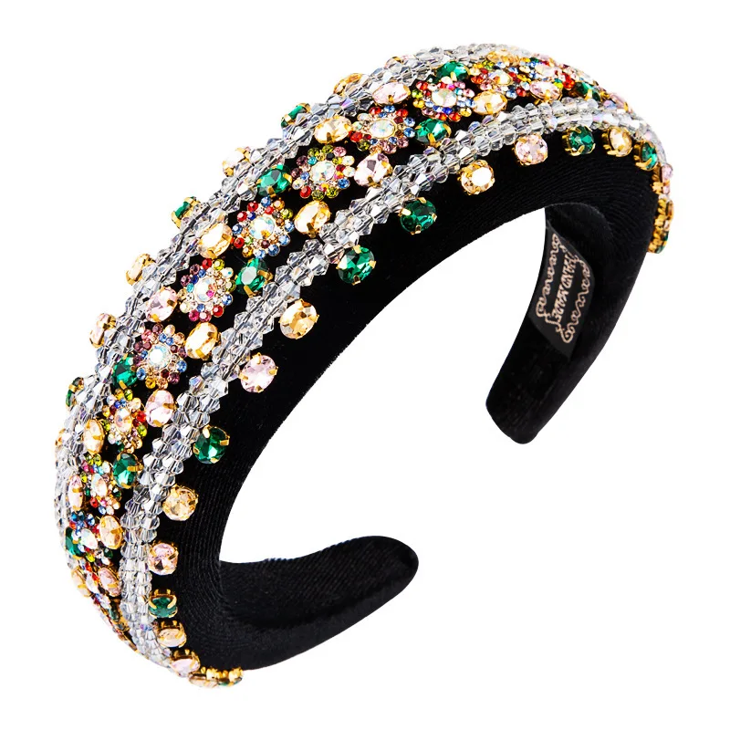 

luxury full diamond hair band women thickened sponge autumn and winter new wide brimmed bangs ball hair accessories