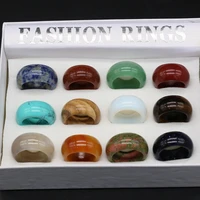12 pcsbox natural agates stone rings mix color exquisite rings suit fit women jewelry fine match gift box wide 12mm