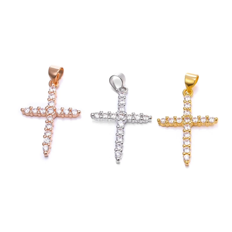 Juya Micro Pave Циркон Религиозная Христианская подвеска в форме Креста для ручной работы Иисуса христианского браслеты Изготовление ювелирных ожерелий