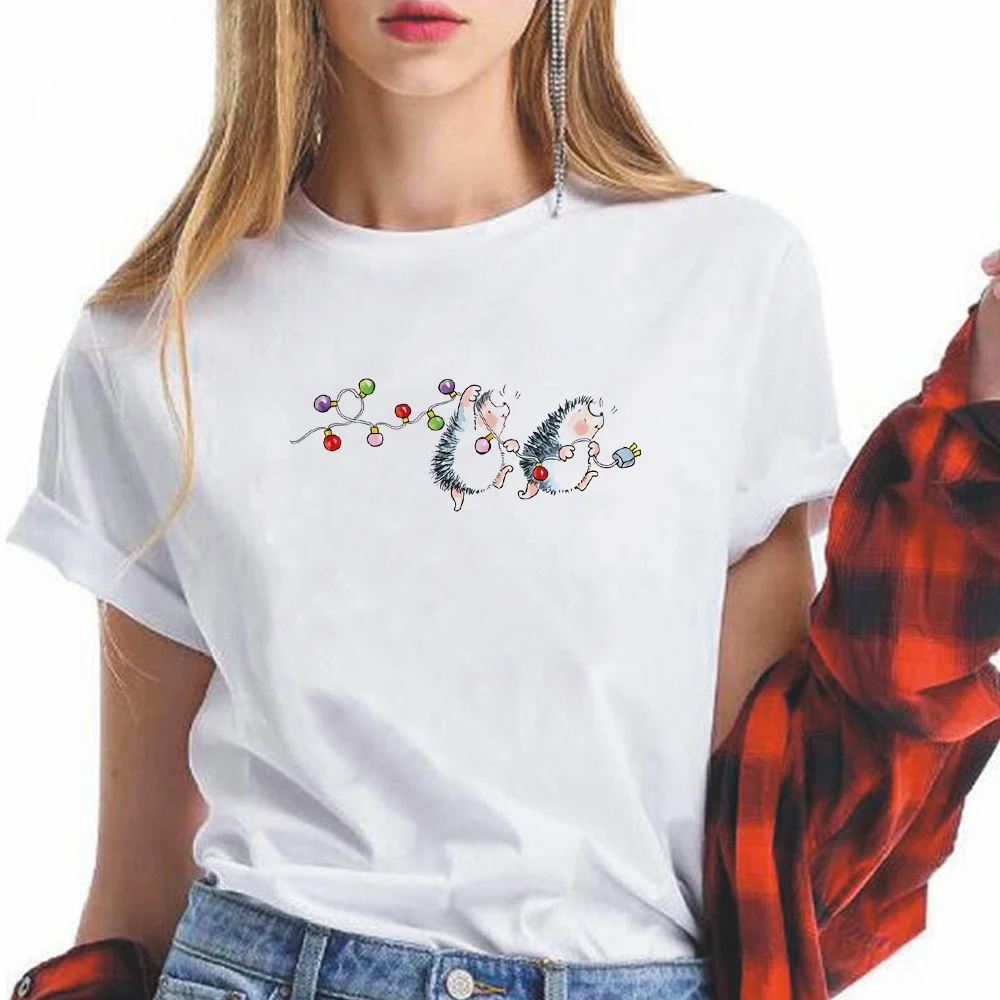 

Hedgehog With Dandelion Woman Tshirts Spring Summer 2021 T-shirt Female New Arrivals Tops Shirt Versatile Round Neck T Shirts