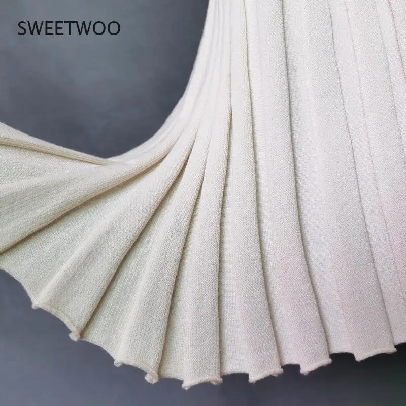 

Sexy Sweater Cropped Top Midi Skirt Two Piece Set Women Matching Set Outfits Button Up Split Skirts Winter