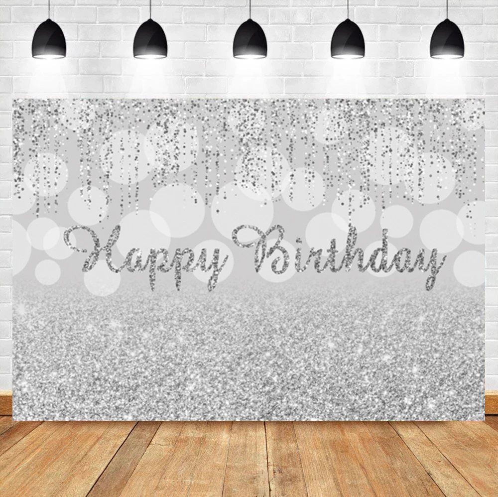

Laeacco Серый Серебряный Блестящий Фон для фотосъемки на день рождения