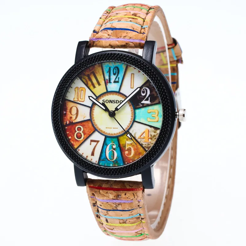 

Fashion Reloj Watch Harajuku Graffiti Pattern Montre Femme Leather Band Analog Quartz Vogue Wrist Watches Girlfriend Gifts