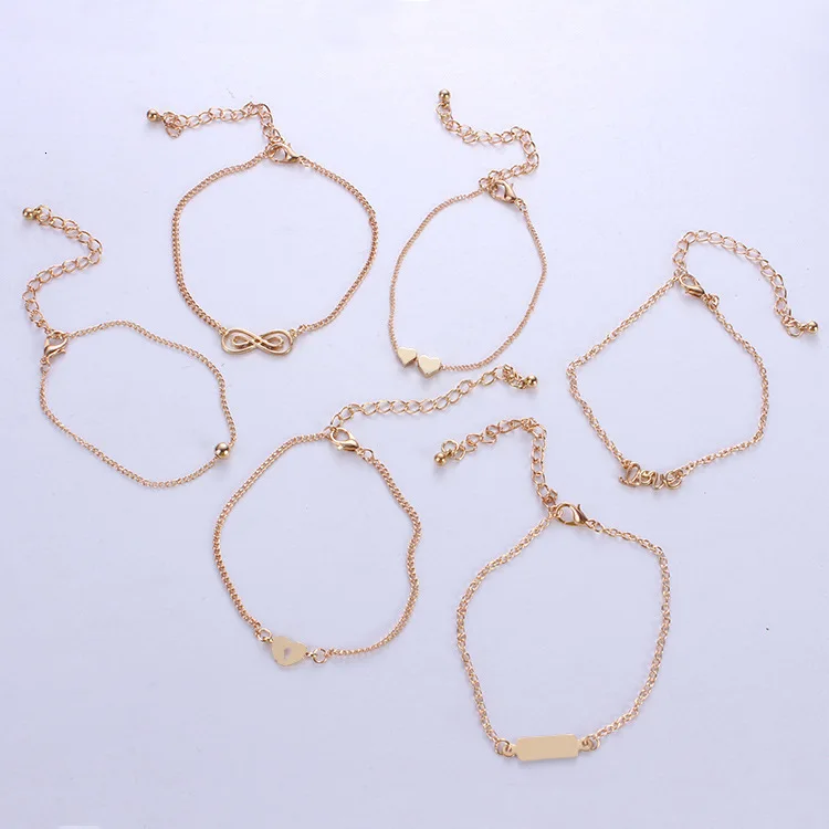 5 шт./компл. сплав Новинка Bijoux(украшения своими руками) Модные Винтаж ножной браслет Бесконечность 8 Браслеты для женские ботильоны браслет подарочный набор ювелирных изделий