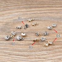 50pcslot silver gold color charms star round heart shape with rhinestone charm pendants for jewelry handmade
