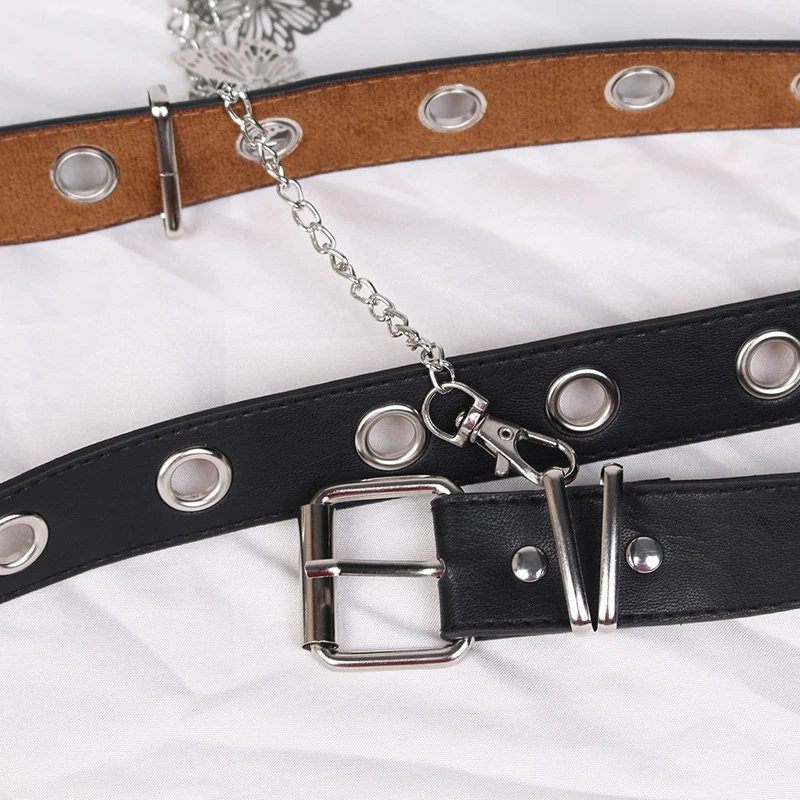 

2021 New Spring Summer Single Shoulder Woman Belt Retro Girdle Punk Personality Leather Belts Butterfly Waist Chain All-match