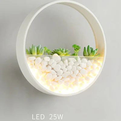 Warm light 25W Современный светодиодный настенный светильник, круглый светодиодный настенный светильник для спальни, гостиной, украшение стены, украшенное растениями и камнями, подарок, арт-деко - Испускаемый цвет: Warm light 25W