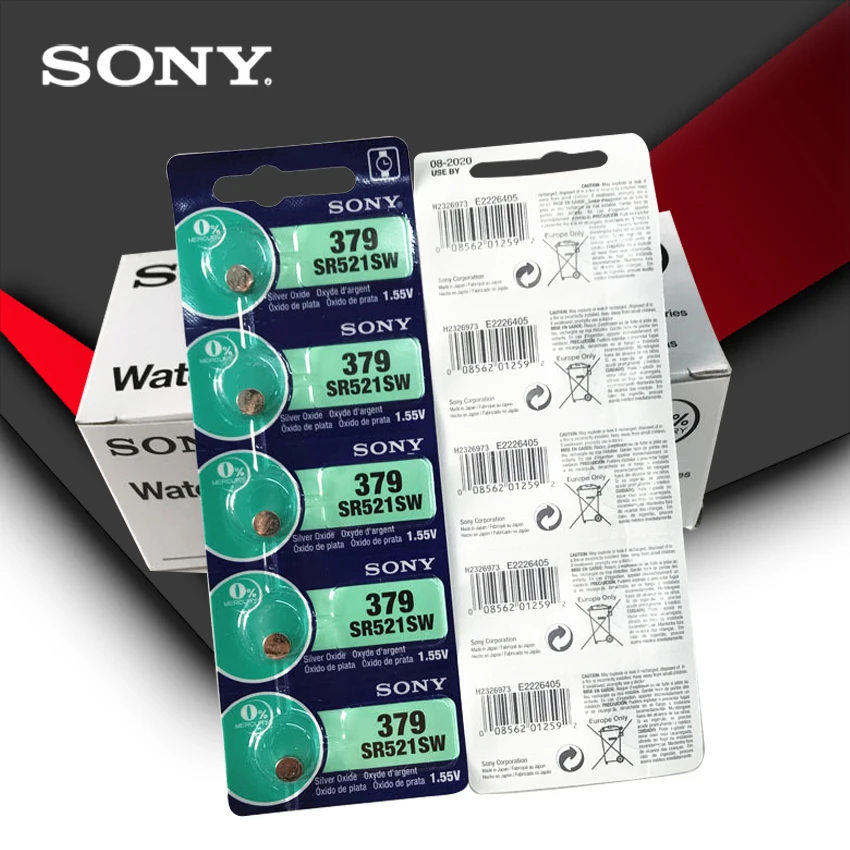 50 шт. Sony 100% оригинальный 379 SR521SW D379 SR63 V379 AG0 батарейный блок для часов Сделано в