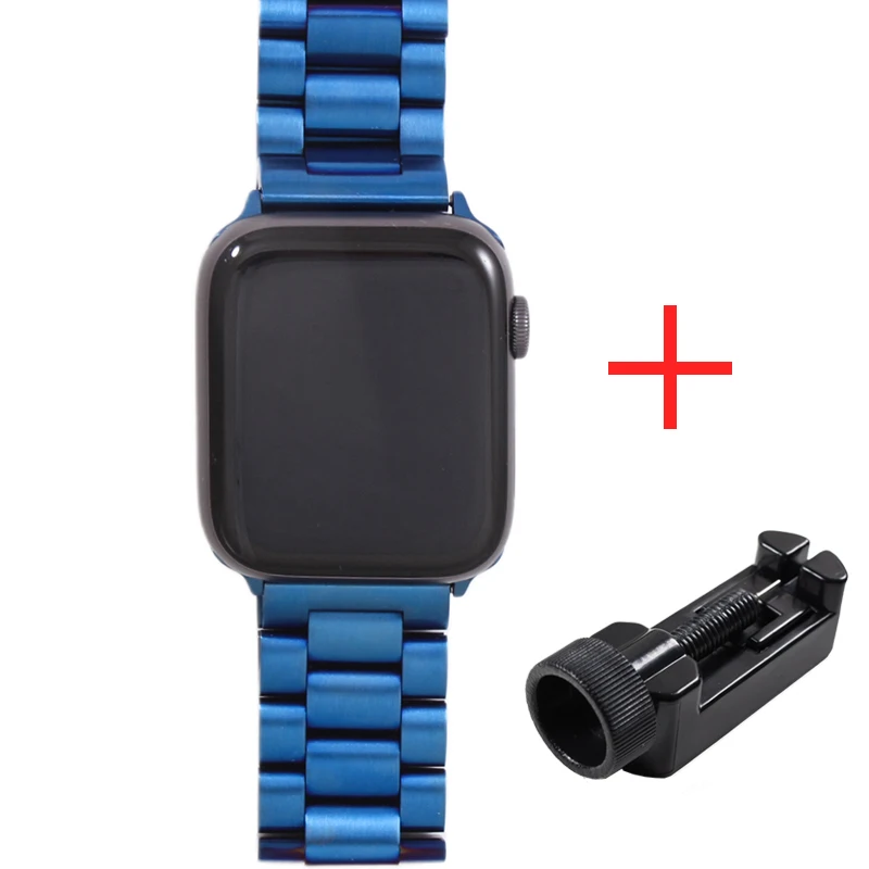 Ремешок для наручных часов Apple Watch, для детей 4, 5, 42 мм, 38 мм, версия 1/2/3 11 цветов металлический Нержавеющая сталь Ремешок Браслет ремешок для наручных часов iWatch серии 4 44 мм 40 мм - Цвет ремешка: 4LS with tools