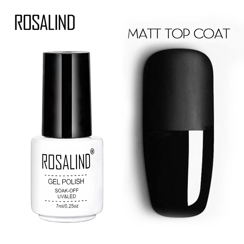 

ROSALIND 7ml Matt Top Coat gel Lacquer Long-lasting Soak-off UV LED Gel color Manicure polish for Nail Art gel varnish