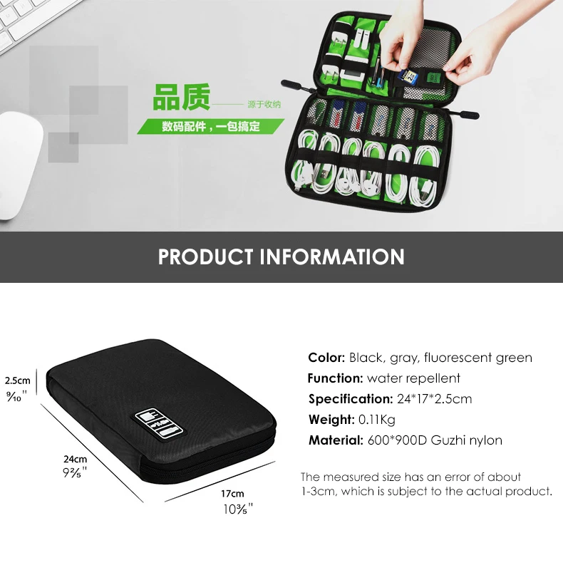 BAGSMART дорожные электронные аксессуары Сумки дорожные аксессуары Органайзер упаковочная сумка для телефона зарядное устройство Дата кабель SD карта USB