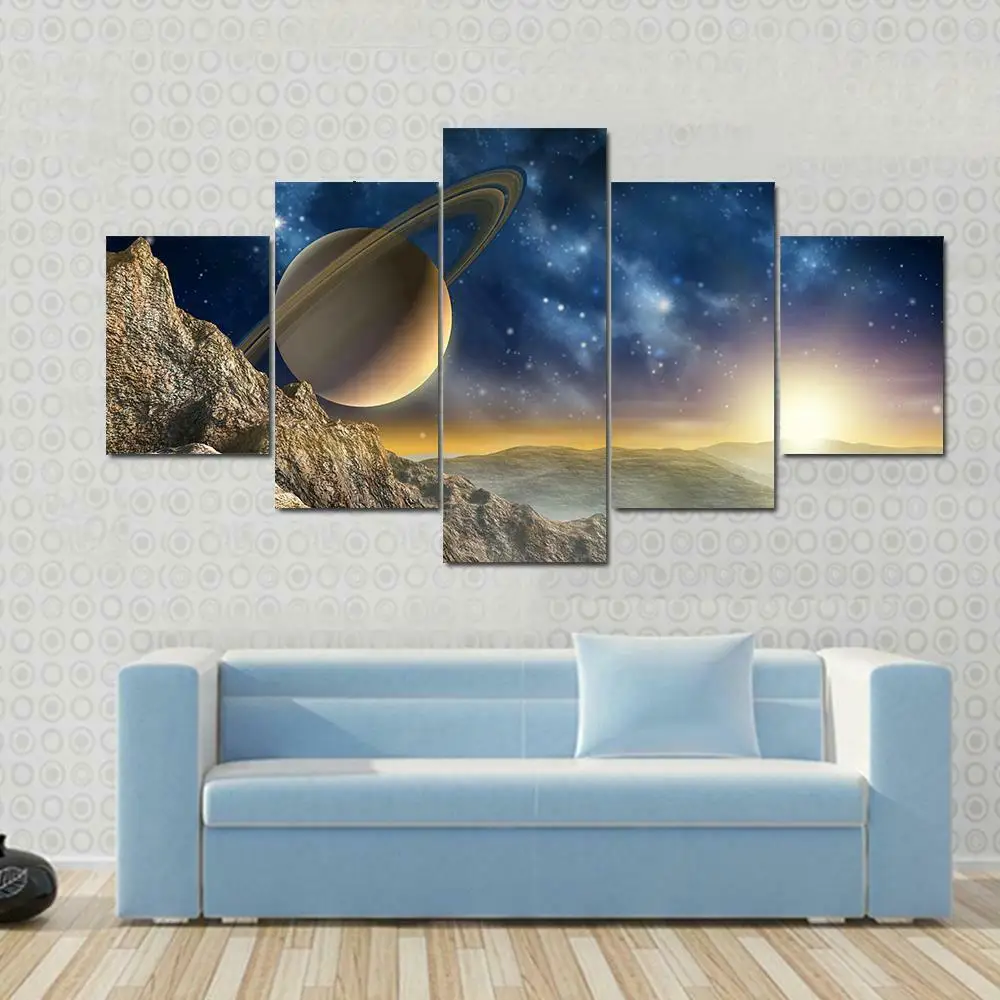 Модульные картины Сатурн для путешествий, 5 панелей, HD принты, плакаты, холст, настенные картины для гостиной, домашний декор