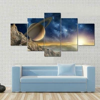 5 panel outer space travel saturn modular paintings hd prints posters canvas wall art pictures for living room home decor